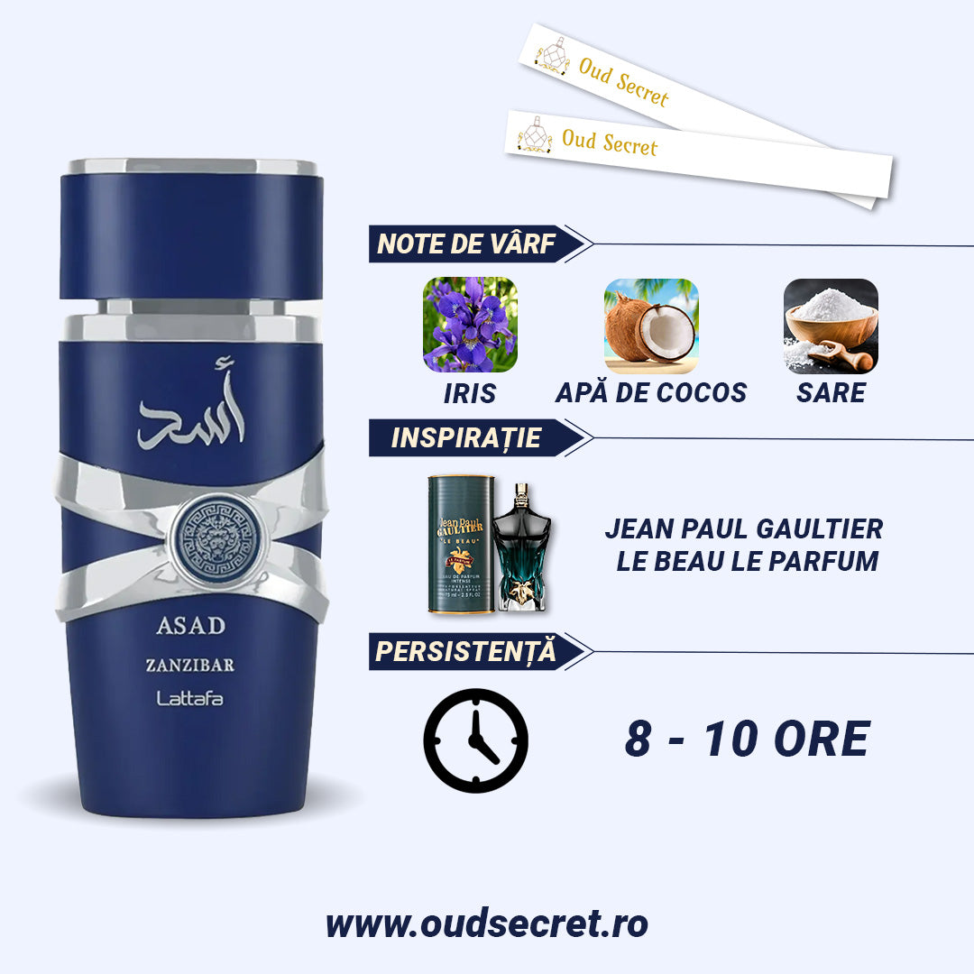 Lattafa Asad Zanzibar Eau de Parfum, Barbati, 100ml